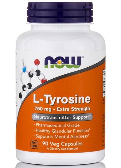 NOW L-Tyrosine (тирозин) 750 мг. 90 кап.