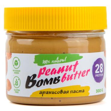 Паста арахисовая натуральная Peanut bomb butter 300 гр.