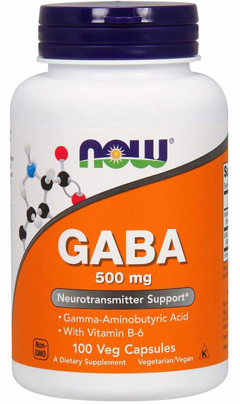 NOW GABA (гамма-аминомасляная кислота) 500 mg. 100 кап.