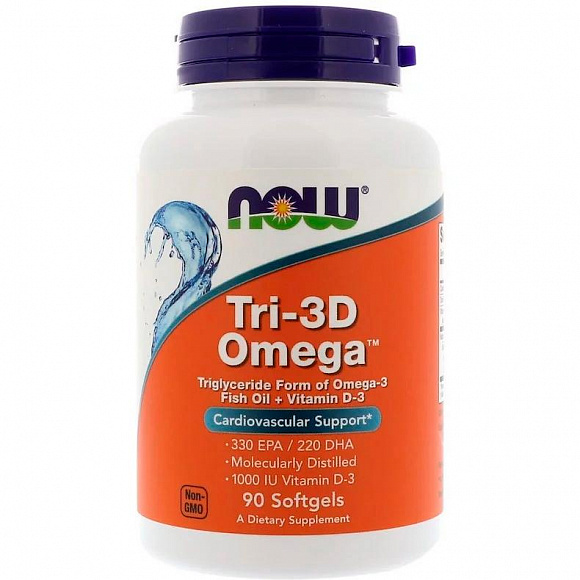 NOW TRI-3D Omega (рыбий жир) 90 кап.