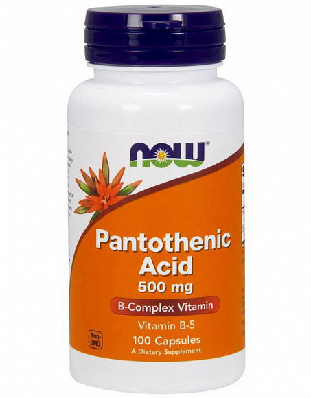 NOW Pantothenic Acid (пантотеновая кислота) 500 мг. 100 кап.