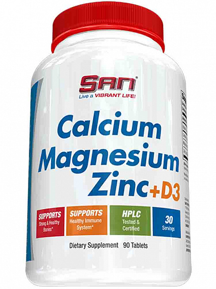 Минеральный комплекс SAN Calcium Magnesium Zinc + Vit D3 90 таб.