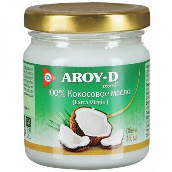 Масло кокосовое extra virgin "AROY-D",  180 мл.