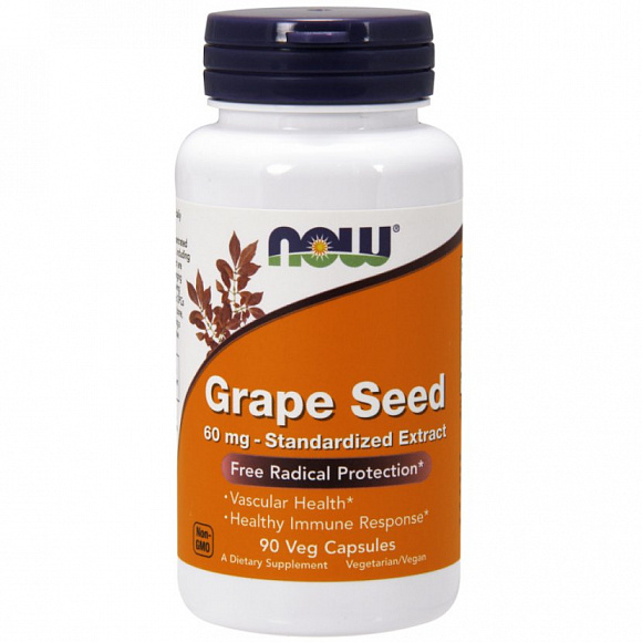 NOW Grape Seed (экстракт виноградных косточек) 60 mg. 90 кап.