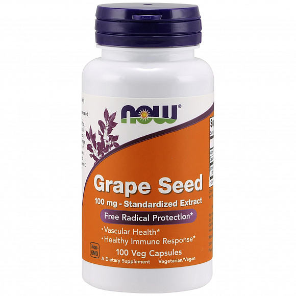 NOW Grape Seed (экстракт виноградных косточек) 100 mg. 100 кап.