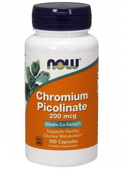 NOW Chromium Picolinate (хром) 200 mсg. 100 кап.