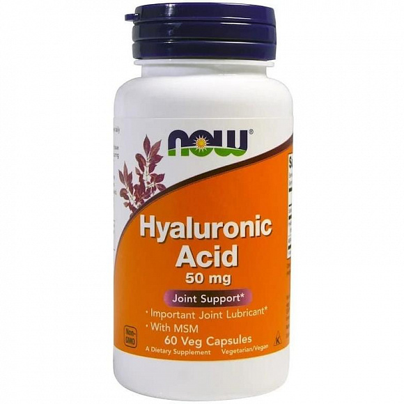 NOW Hyaluronic Asid (гиалуроновая кислота) 50 мг. + MSM 60 кап.