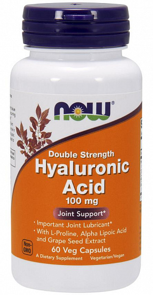 NOW Hyaluronic Asid (гиалуроновая кислота) 100 мг. 60 кап.