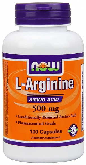 NOW L-ARGININE (аргинин) 500 мг. 100 кап.