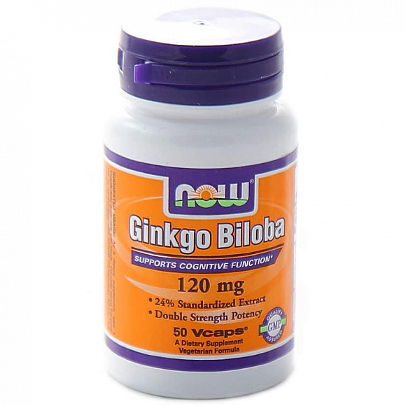 NOW Ginkgo Biloba (гинко билоба) 120 мг. 50 кап.